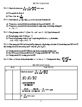 Đề ôn tập môn Toán Lớp 9 - Đề số 48 (Có đáp án)